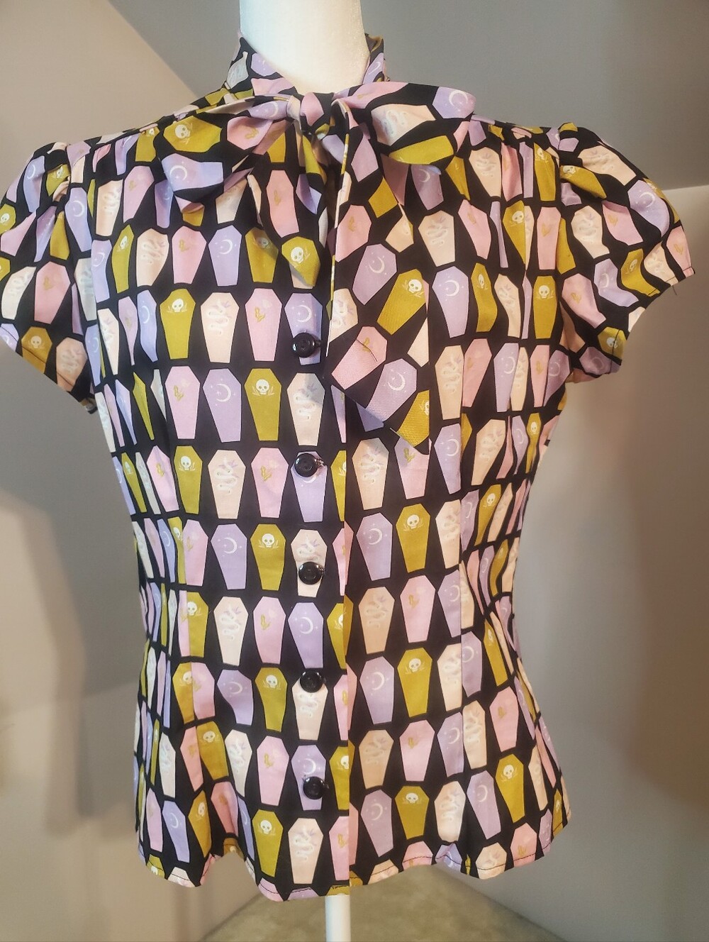 Pastel Coffins Estelle Tie-Neck Blouse by Heart of Haute